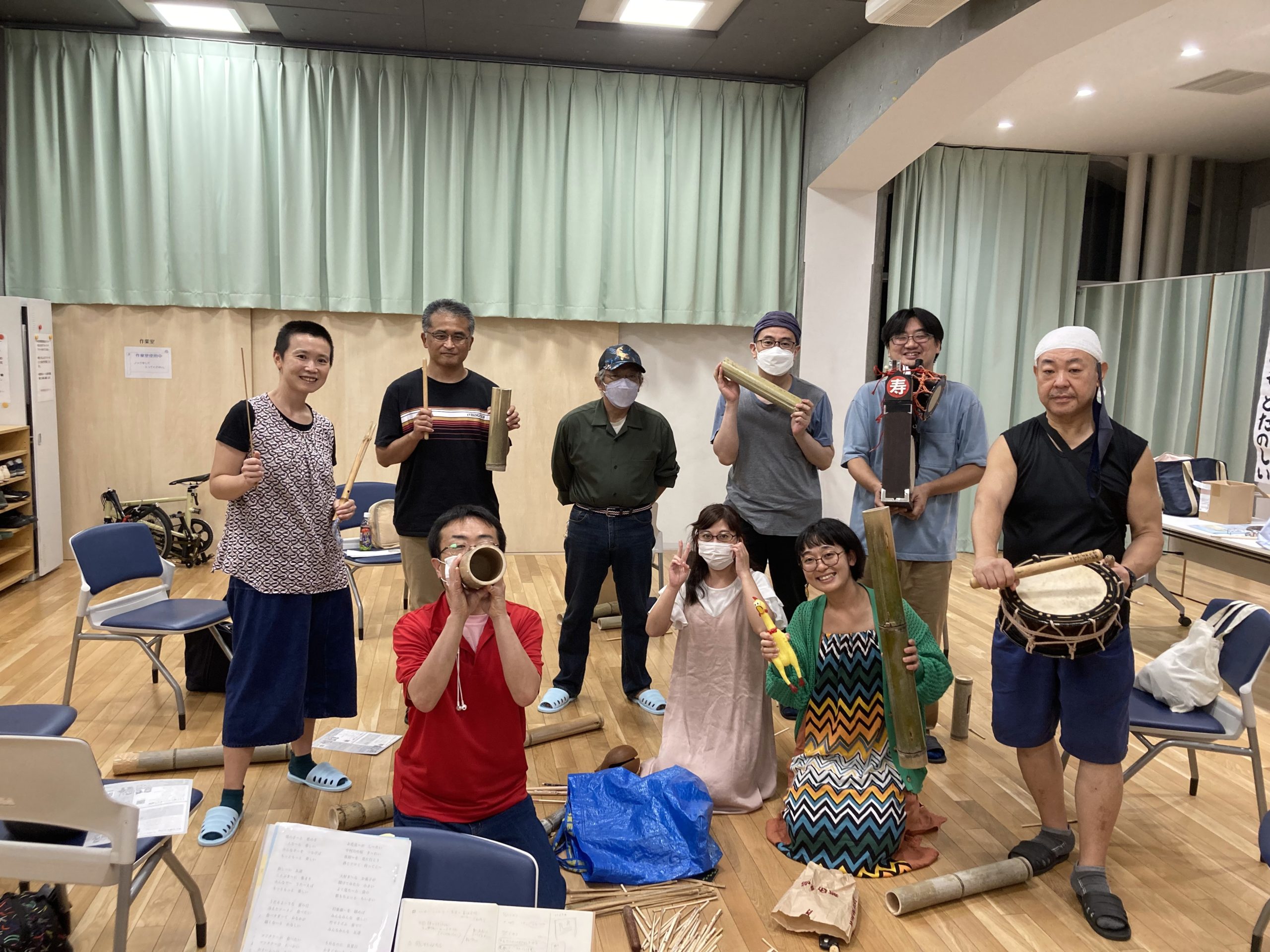 ワークショップでは、竹の音を探求