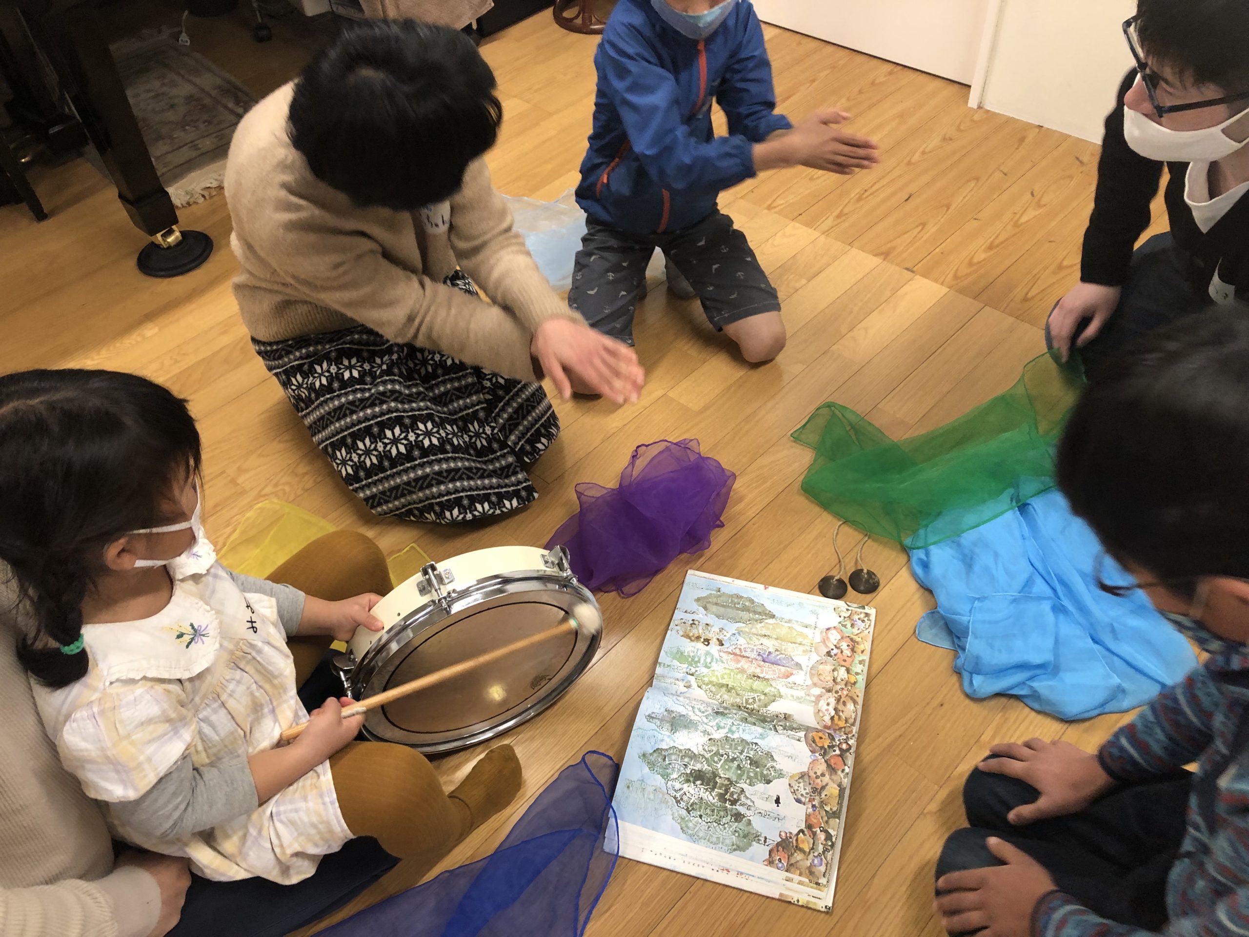 1/9 演劇ワークショップ１（グループごとにシーンに合わせた動きを考える）