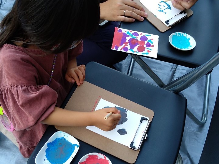 日本画WS お母さんも夢中